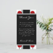 Elegante rote Rosen - Hochzeitkarten Dankeskarte (Stehend Vorderseite)