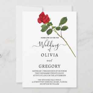 Elegante rote Rosen Hochzeitseinladung Einladung
