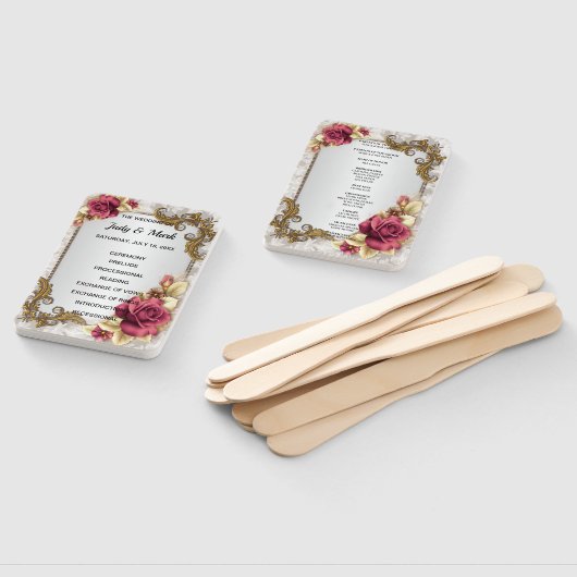 Elegante Rote Rosen Hochzeitsförderer Fächer (Non-assembled)