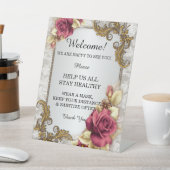 Elegante Rote Rosen Hochzeitsicherheit Sockelschild (In SItu)