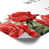 Elegante rote Rosen-Hochzeitsprogramm-QR-Code Poster (Ecke)