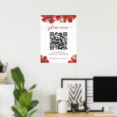 Elegante rote Rosen-Hochzeitsprogramm-QR-Code Poster (Heimbüro)