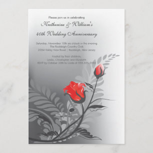 Elegante rote Rosen-Hochzeitstag-Einladung Einladung