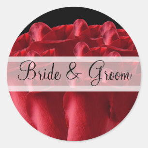 Elegante Rote Rosen Hochzeitsticker Runder Aufkleber