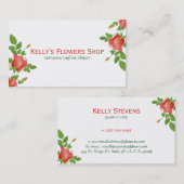 Elegante Rote Rosen Illustration Blumendesign Visitenkarte (Vorne/Hinten)