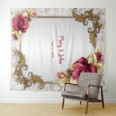 Elegante Rote Rosen im Hintergrund eines Hochzeits Wandteppich (Beispiel (Horizontal))