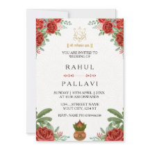 Elegante rote Rosen-Indische Hochzeitseinladungska