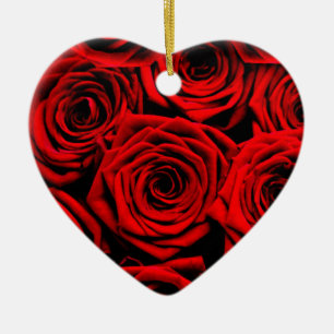 Elegante Rote Rosen Keramikornament