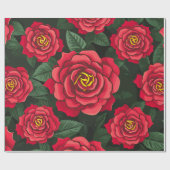 Elegante Rote Rosen mit einem Muster für grüne Blä Geschenkpapier (Flach)