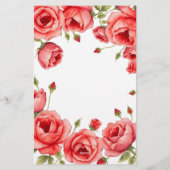 Elegante Rote Rosen mit Persönlichem Script Briefpapier (Rückseite)