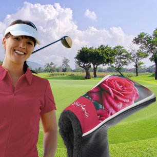 Elegante rote Rosen mit Regentropfen Blumen Golf Headcover