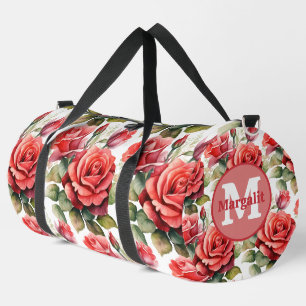 Elegante Rote Rosen Muster Große Duffeltasche Duffle Bag