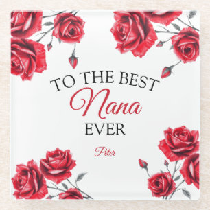 Elegante Rote Rosen Oma Glasuntersetzer