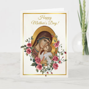 Elegante rote Rosen orthodoxer Muttertag Karte