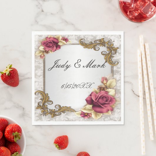 Elegante Rote Rosen Paper Napkins Serviette (Beispiel)