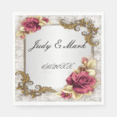 Elegante Rote Rosen Paper Napkins Serviette (Vorderseite)