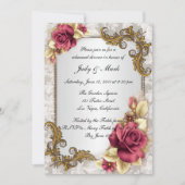 Elegante Rote Rosen Probe Abendessen Einladung (Vorderseite)