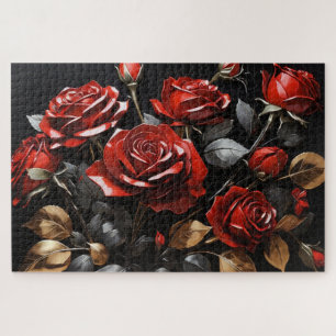 Elegante Rote Rosen Puzzle