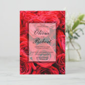Elegante rote Rosen Rote Blume Rote Blüte Einladung (Stehend Vorderseite)