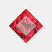 Elegante rote Rosen Rote Blume Rote Blüte Serviette (Ecke)