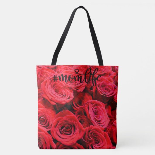 Elegante rote Rosen Rote Blume Rote Blüte Tasche (Vorderseite)