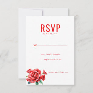 Elegante rote Rosen RSVP Karte