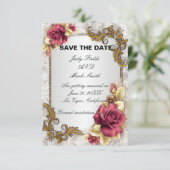 Elegante Rote Rosen Save the Date Karte (Stehend Vorderseite)