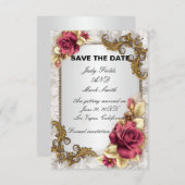 Elegante Rote Rosen Save the Date Karte (Vorne/Hinten)