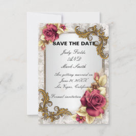 Elegante Rote Rosen Save the Date Karte