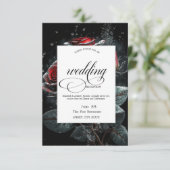 Elegante Rote Rosen Schwarze Probe Abendessen Einladung (Stehend Vorderseite)