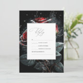 Elegante Rote Rosen Schwarzes UAWG Einladung (Stehend Vorderseite)