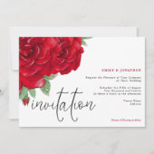 Elegante Rote Rosen Script Typografy Wedding Einladung (Vorderseite)