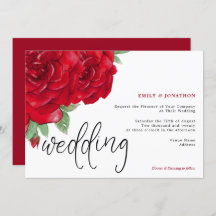 Elegante Rote Rosen Script Typografy Wedding
