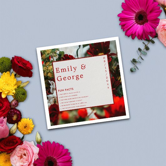 Elegante Rote Rosen Spaß Fakten Sommerblumenhochze Serviette