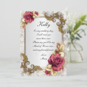 Elegante Rote Rosen Trauzeugin Card Einladung (Stehend Vorderseite)