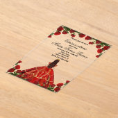 Elegante Rote Rosen und Gown Quinceñera Acryleinladungen (Ablage )