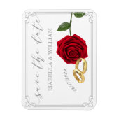 Elegante Rote Rosen und Rings Wedding speichern da Magnet (Vertikal)