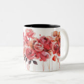 Elegante Rote Rosen Wasserfarbene Tasse (VorderseiteRechts)
