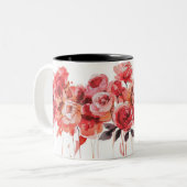 Elegante Rote Rosen Wasserfarbene Tasse (Vorderseite Links)
