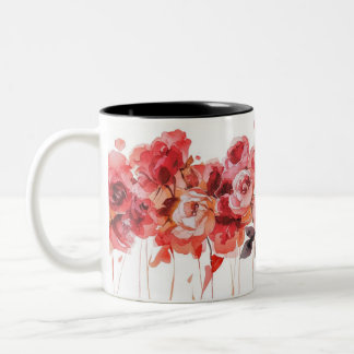 Elegante Rote Rosen Wasserfarbene Tasse
