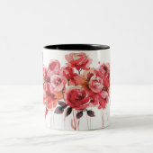 Elegante Rote Rosen Wasserfarbene Tasse (Mittel)
