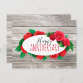 Elegante Rote Rosen zum Jubiläum des Holzglücks Postkarte (Vorne/Hinten)