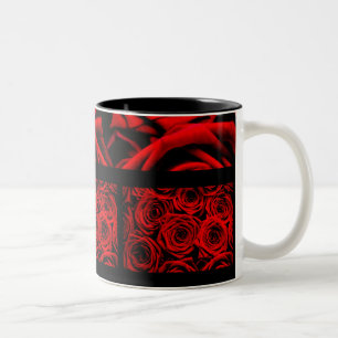 Elegante Rote Rosen Zweifarbige Tasse