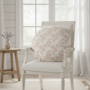 Elegante rote Rosenpapier-Chintz  Rundes Kissen