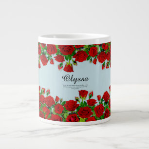 Elegante rote Rosenrand-Garten-Themene mit individ Jumbo-Tasse