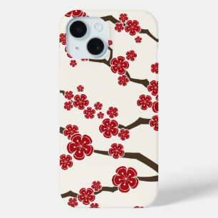 Elegante Rote Sakura Kirchenbronzern Blume Moderne iPhone 15 Hülle