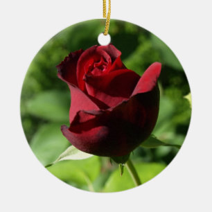 Elegante rote Samt-Rose Keramikornament