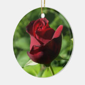 Elegante rote Samt-Rose Keramikornament (Links)