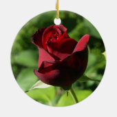 Elegante rote Samt-Rose Keramikornament (Hinten)