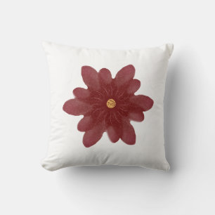 Elegante rote Samtblume auf Schwarz   Dunkle Blume Kissen